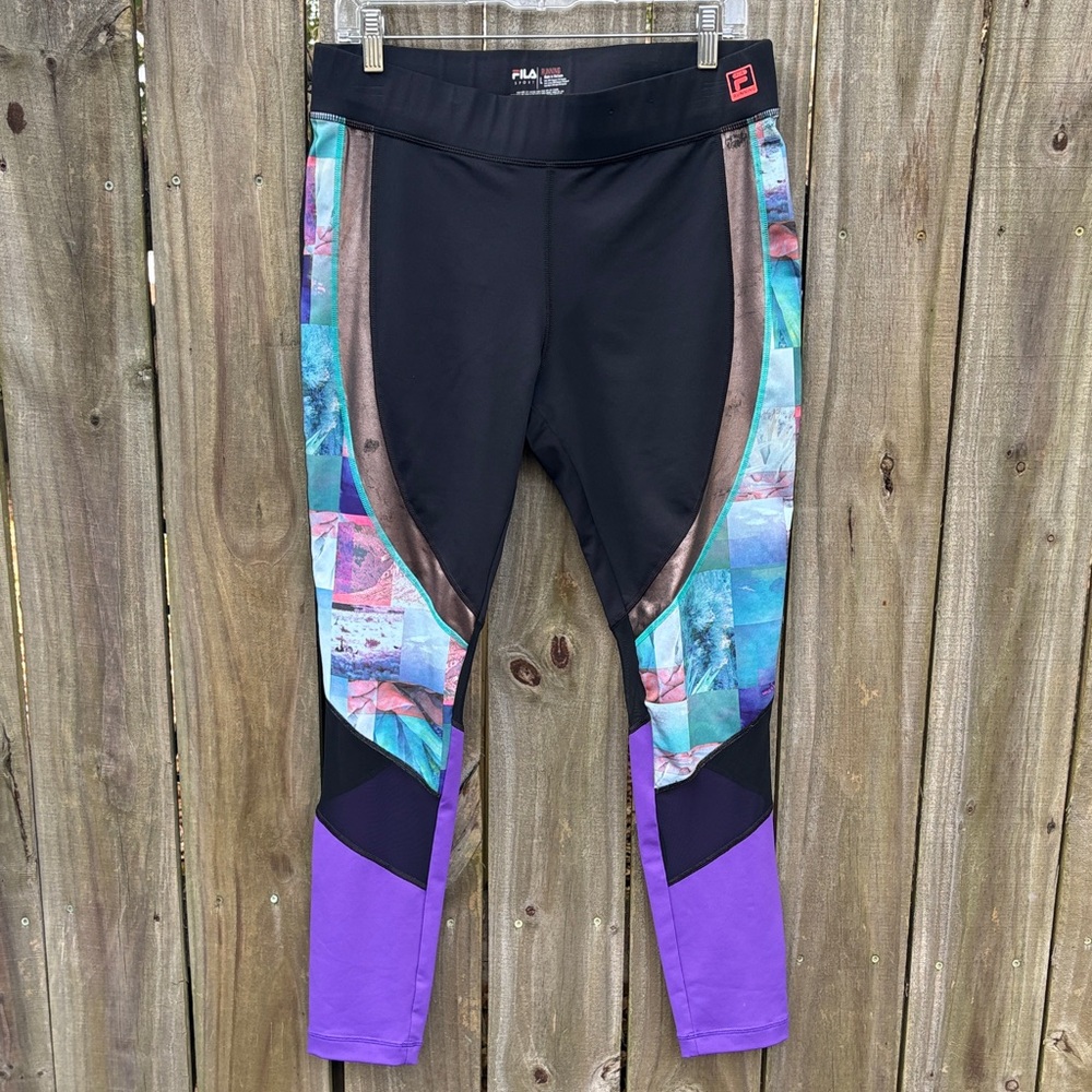 FILA Leggings - Black, Purple, and Multicolor